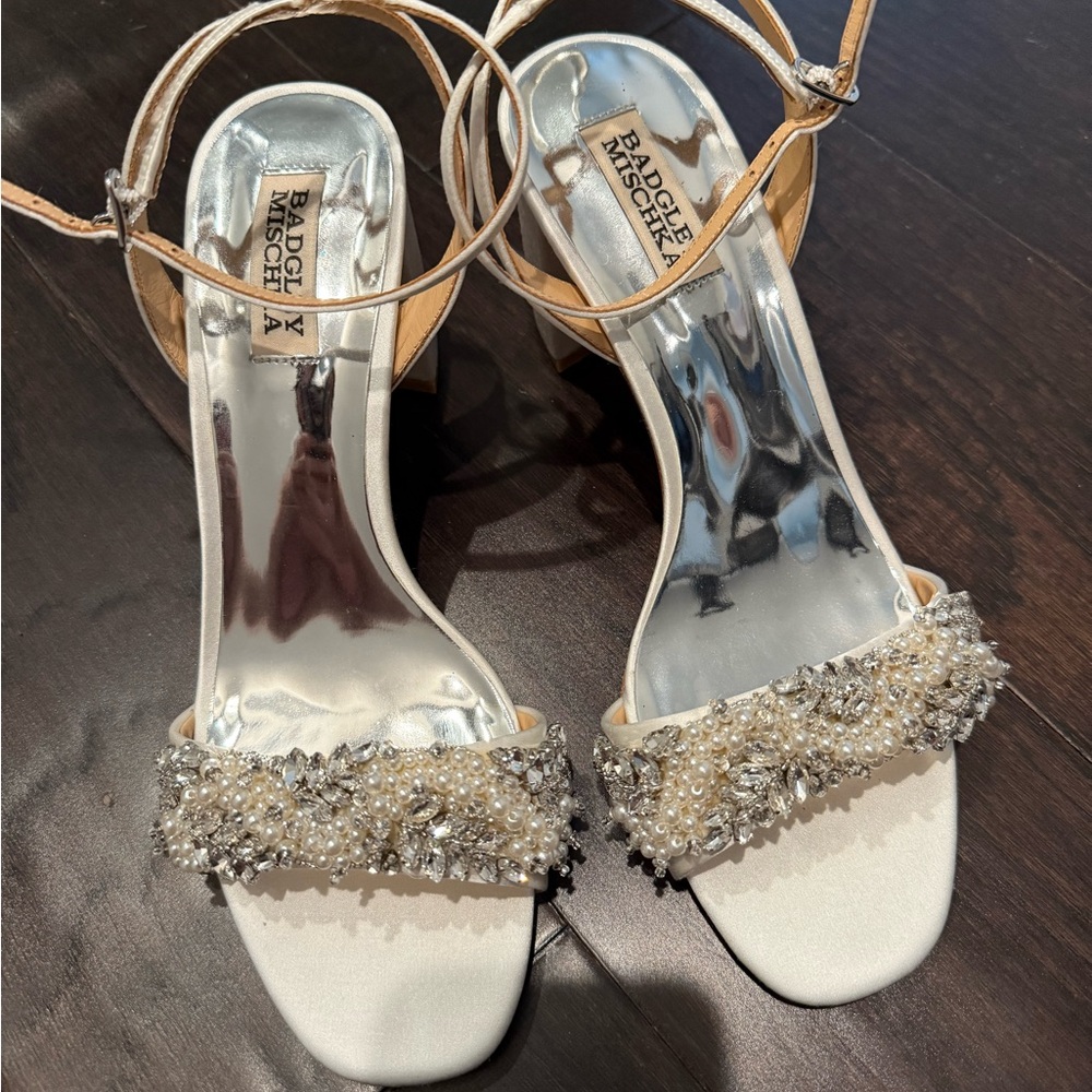 Badgley Mischka Ivory Embellished Heels